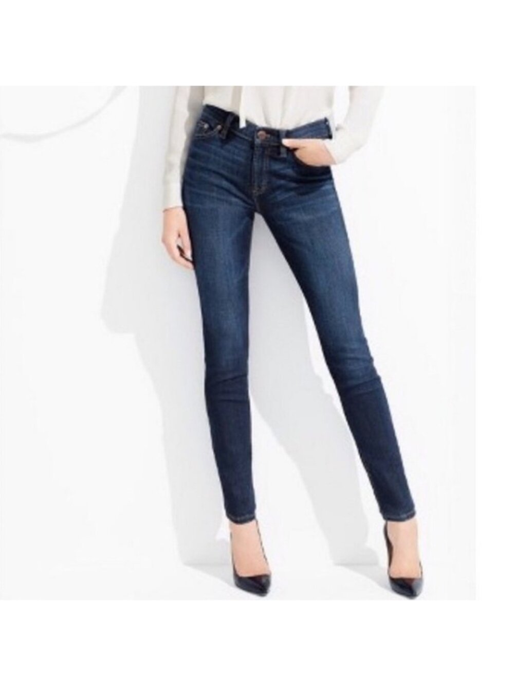 J Crew High Rise Skinny Jeans Womens Size 30 Dark Blue Cropped Ankle J6584